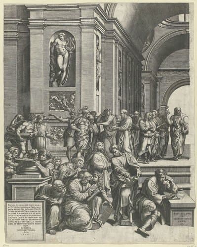 De School van Athene (linker deel) by Giorgio Ghisi