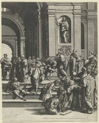 De School van Athene (rechter deel) by Giorgio Ghisi