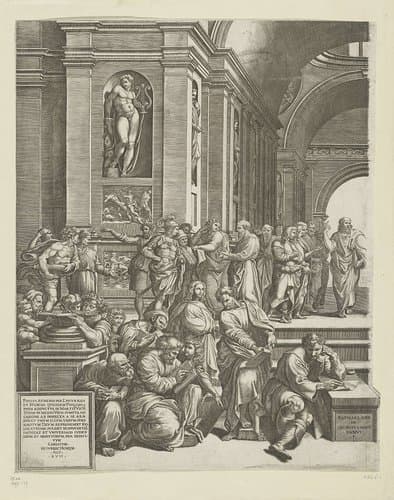 De School van Athene (linker deel) by Giorgio Ghisi