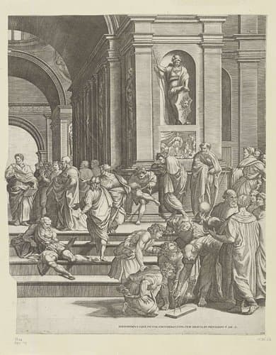 De School van Athene (rechter deel) by Giorgio Ghisi
