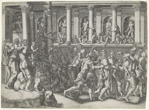 De bespotting van de gevangenen by Giorgio Ghisi