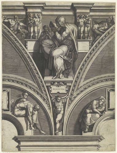 Schilderingen in de lunetten boven de ramen in de Sixtijnse Kapel by Giorgio Ghisi