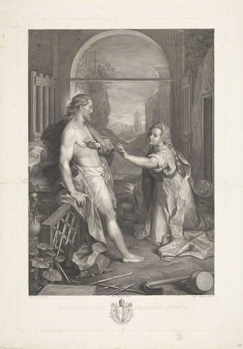 Christus verschijnt aan Maria Magdalena (Noli me tangere) by Raphael Morghen