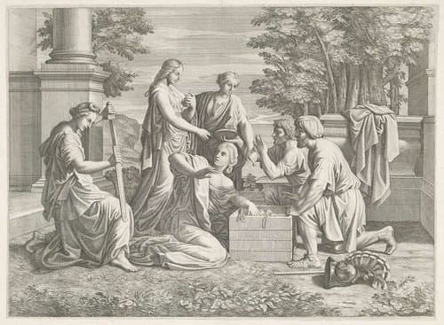 Achilles door Odysseus herkend temidden van de dochters van Lycomedes by Pietro del Po