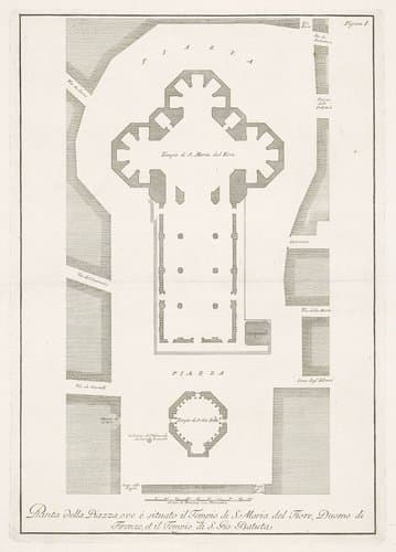 Plattegrond van het Piazza del Duomo te Florence by Bernardo Sansone Sgrilli