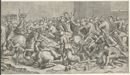 Slag bij de Milvische brug (rechter delen) by Monogrammist SK (prentmaker)