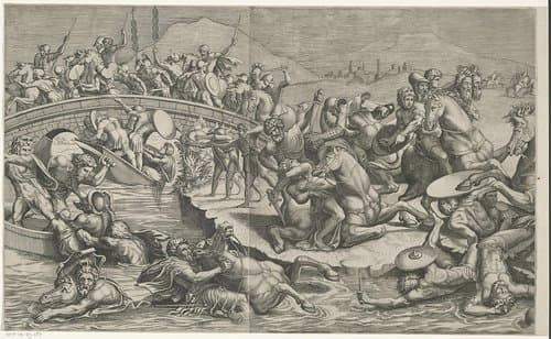 Slag bij de Milvische brug (linker delen) by Monogrammist SK (prentmaker)
