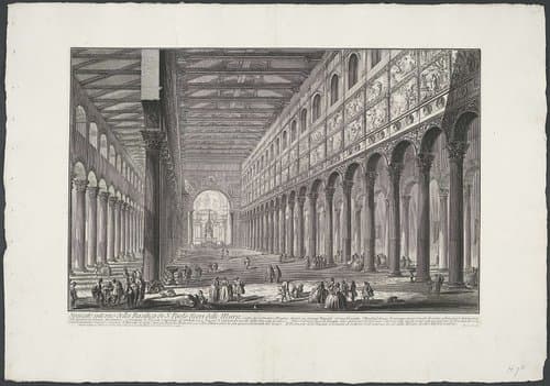 Interieur van de Sint-Paulus buiten de Muren te Rome by Giovanni Battista Piranesi