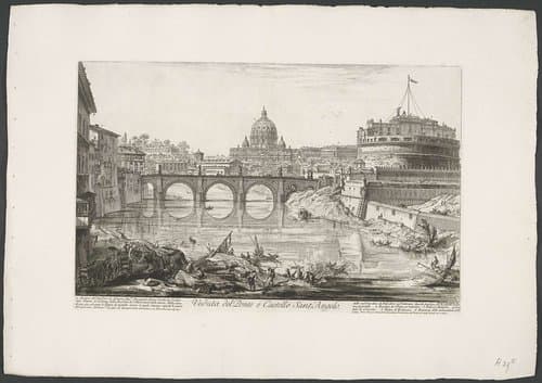 Engelenbrug en Engelenburcht te Rome by Giovanni Battista Piranesi