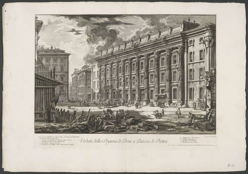 Resten van de Tempel van Hadrianus te Rome by Giovanni Battista Piranesi
