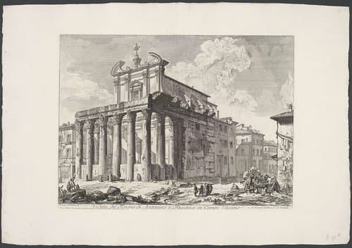 Tempel van Antoninus en Faustina te Rome by Giovanni Battista Piranesi