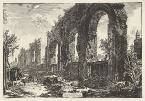 Avanzi degl'Aquedotti Neroniani che si volevano distruggere per la loro vecchiezza (...) by Giovanni Battista Piranesi