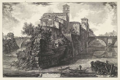 Tibereiland te Rome by Giovanni Battista Piranesi