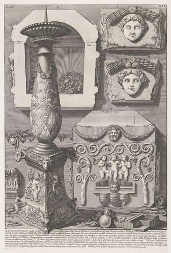 Sarcofaag van Constantina en kandelaar by Giovanni Battista Piranesi