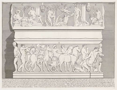 Sarcofaag van keizer Severus Alexander en zijn moeder Julia Avita Mamaea by Giovanni Battista Piranesi