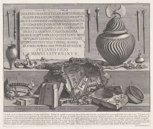 Iscrizione, e Frammenti delle Camere sepolcrali della Villa de Cinque by Giovanni Battista Piranesi