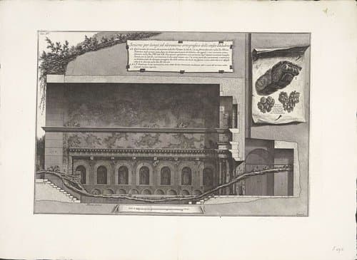Heiligdom in versierde grot bij Meer van Albano by Giovanni Battista Piranesi