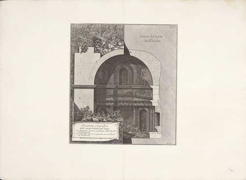 Twee versierde grotten bij het Meer van Albano by Giovanni Battista Piranesi