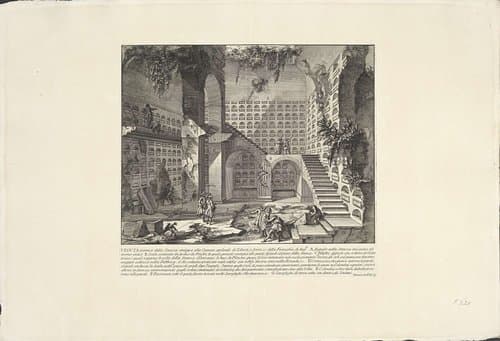 Interieur van de graftombe van de vrijgelatenen en slaafgemaakten van de familie van Augustus by Giovanni Battista Piranesi