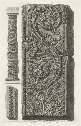 Ornamentele pilaster en zuil met kronkelende slang by Giovanni Battista Piranesi