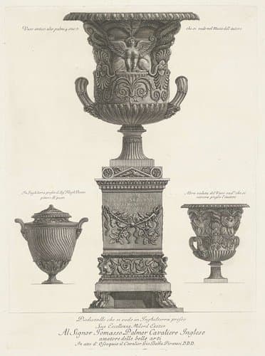 Vasi, candelabri, cippi, sarcofagi, tripodi, lucerne, ed ornamenti antichi disegn. ed incisi dal cav. Gio. Batta Piranesi by Giovanni Battista Piranesi