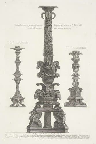 Drie kandelabers by Giovanni Battista Piranesi