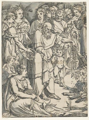 Mozes breekt de tafelen der wet (eerste deel) by Andrea Andreani
