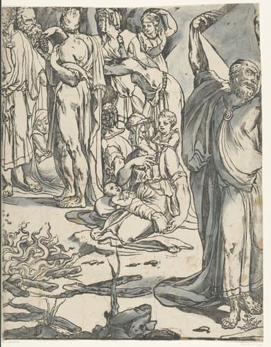 Mozes breekt de tafelen der wet (tweede deel) by Andrea Andreani