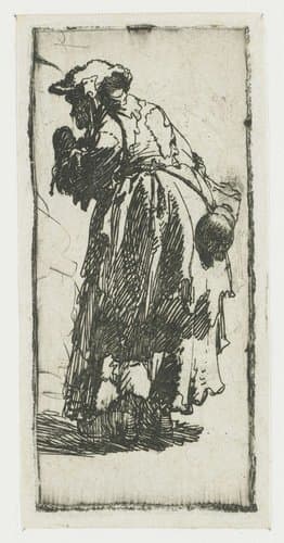 Oude bedelares met kalebas by Rembrandt van Rijn