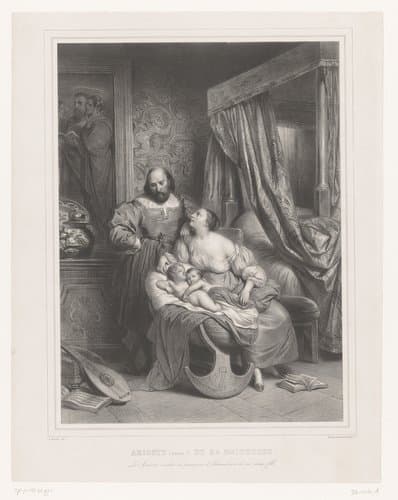 Ludovico Ariosto met zijn maîtresse en twee zoons by Achille Devéria