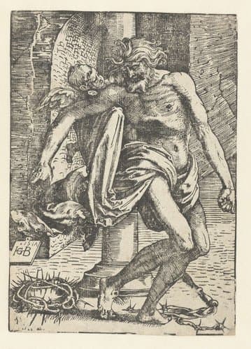 Christus met passiewerktuigen ondersteund door een engel by Hans Baldung Grien