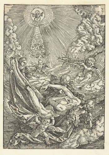 Lichaam van Christus door engelen naar hemel gedragen by Hans Baldung Grien