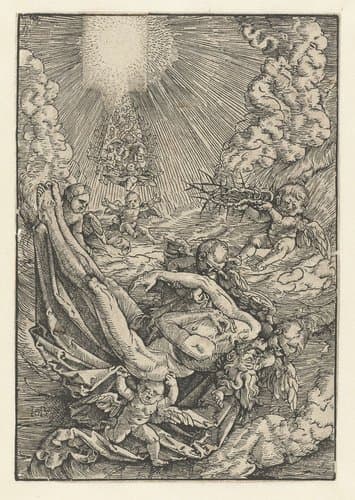 Lichaam van Christus door engelen omhoog gedragen by Hans Baldung Grien