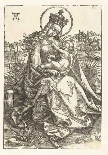 Zittende Maria met kind in landschap by Hans Baldung Grien