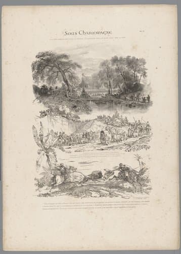 Jachtpartij van Karel de Grote by Charles Aubry