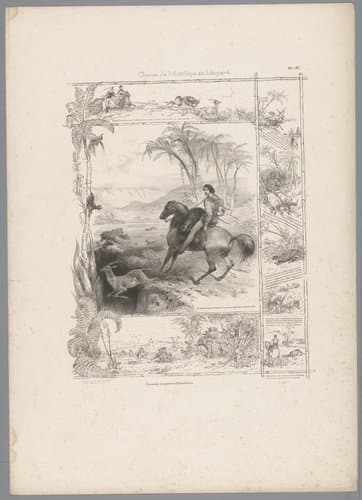 Jacht op antilope met behulp van luipaard by Charles Aubry