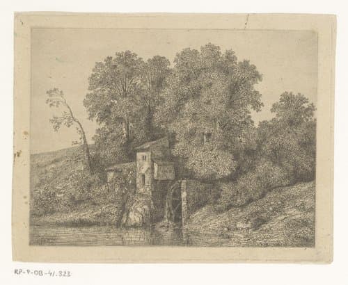 Watermolen temidden van bomen by Jean Alexis Achard