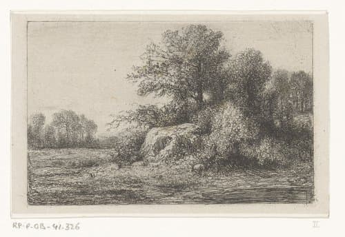 Boompartij aan rand van een vlakte by Jean Alexis Achard