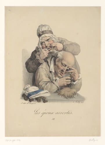 Figuren bij een rivierbedding met bomen by Jean Alexis Achard