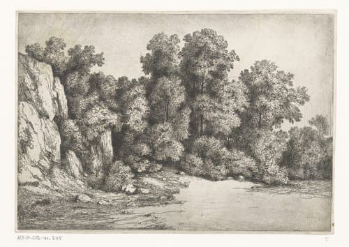 Bomen bij een rotswand by Jean Alexis Achard