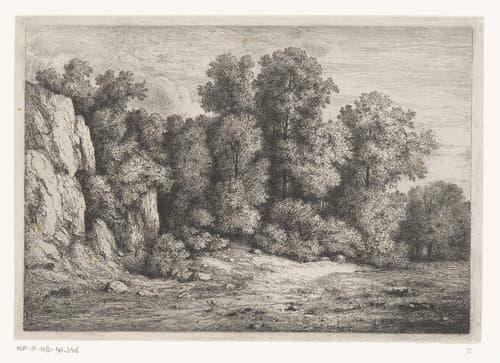 Bomen bij een rotswand by Jean Alexis Achard