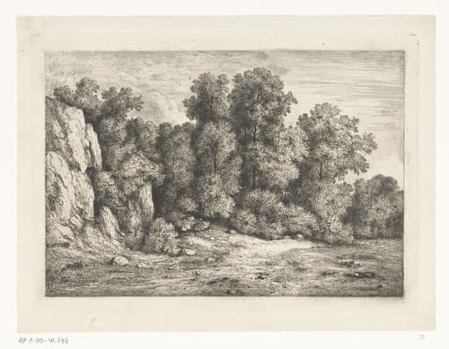 Bomen bij een rotswand by Jean Alexis Achard