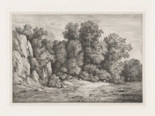 Bomen bij een rotswand by Jean Alexis Achard