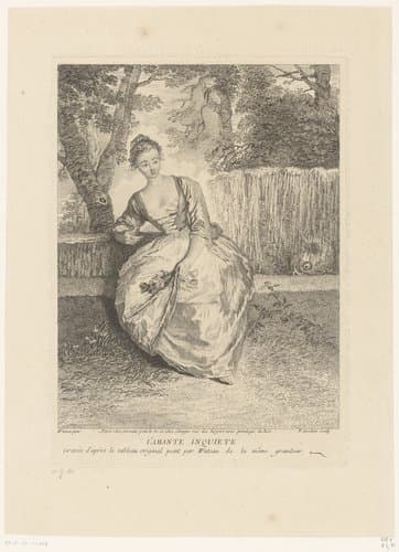 Bezorgde vrouw in een landschap by Pierre Alexandre Aveline