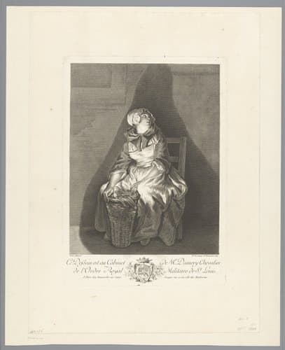 Dienstmeid met mand by Cathérine Françoise Deschamps