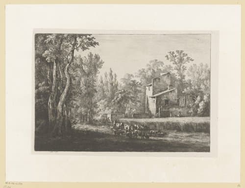 Kudde en korenveld bij een boerderij by Jean Jacques de Boissieu