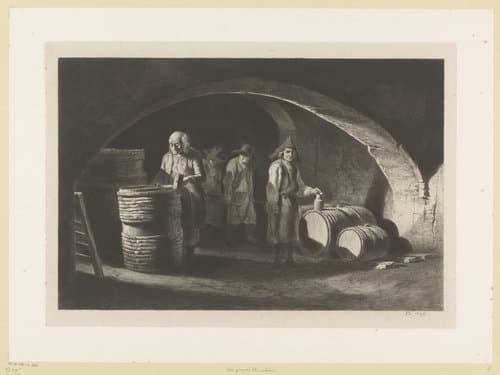 Kuipers aan het werk ik een kelder by Jean Jacques de Boissieu