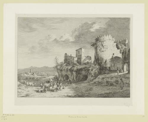 Landschap met een gezicht op de tombe van Caecilia Metella by Jean Jacques de Boissieu