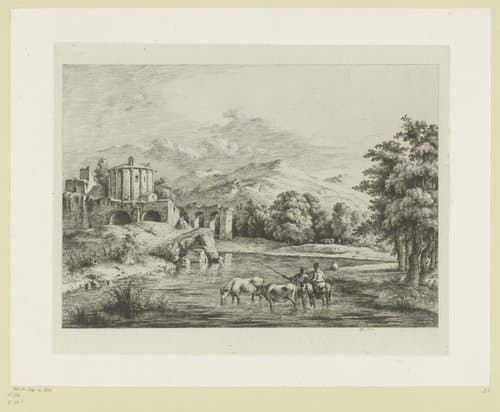 Landschap met de Tempel van Vesta by Jean Jacques de Boissieu