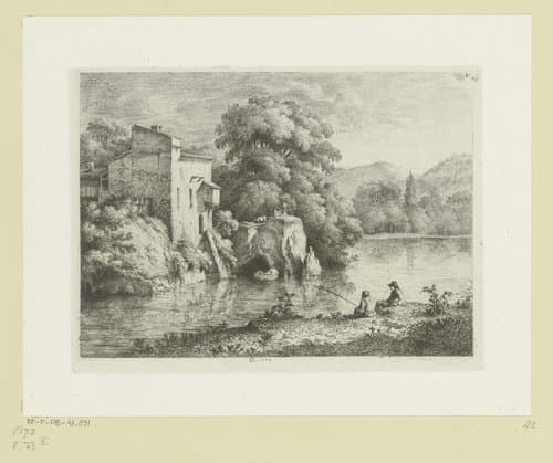 Landschap met figuren langs de rivier de Ain by Jean Jacques de Boissieu